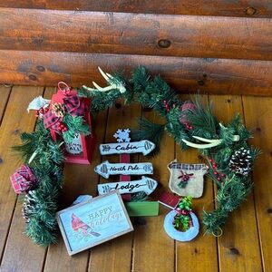 Festive Green Holiday Garland with Red Accents